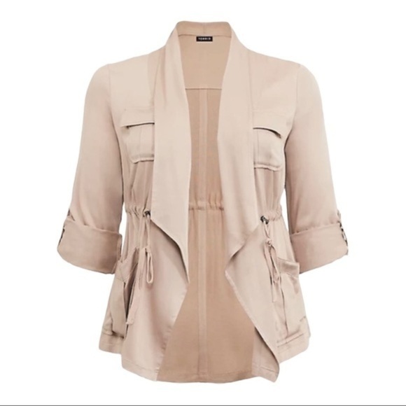 torrid Jackets & Blazers - TORRID TAN TWILL DRAPE ANORAK